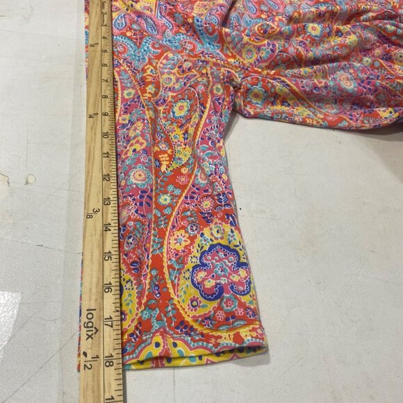 Talbots Top Womens Petite XLP Paisley Vibrant Tee Shirt 3/4 Sleeve Colorful Spri - Picture 6 of 10